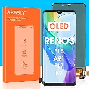 OLED Screen Replacement for Oppo Reno3/F15/A91/F17/K7/Find X2 Lite,LCD Display Touch Screen Digitizer Full Assembly with Repair Kits(Black,6.36 inch)