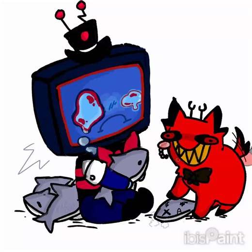 Vox and Alastor chibi 🥹 #Chibi #fanart #Radiostatic #digitalart #free