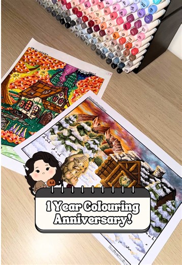 IT’S👏🏻NOT👏🏻TALENT👏🏻IT’S👏🏻PRACTICE👏🏻 Today is my official ‘1 Year Colouring Anniversary’🎉🎨 And thought this would be a great way to show you what a year of progress can really do if you just practice!✨ Learning how to use alcohol markers this last year has definitely been a moment!🫶🏻 It’s lead me to creating my very own colouring books 📚, making so many friends from all over 🌍, and now even making my own colouring tutorials so you guys can also learn too!☺️ I know my colouring sty