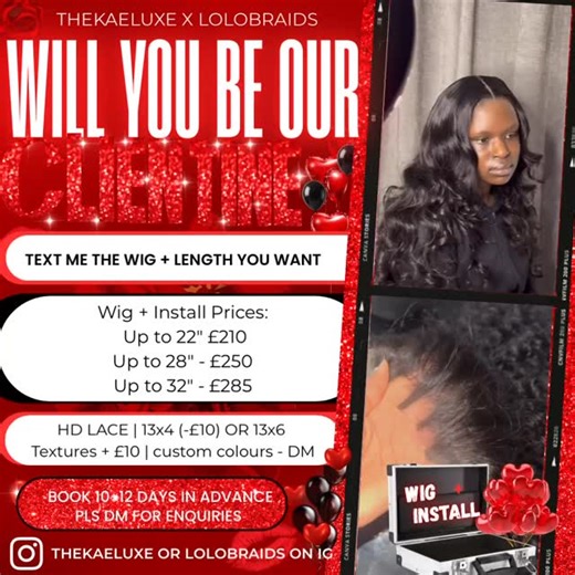 THEKAELUXE 🛍️💜 | UK HAIR VENDOR | FREE UK SHIPPING | Love is in the hair 💁🏾‍♀️🌹🤍 For Valentines, @thekaeluxe has teamed up with @lolobraids.x to bring you a wig + install deal because you... | Instagram