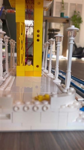 Lego blue Orient express crossing train station