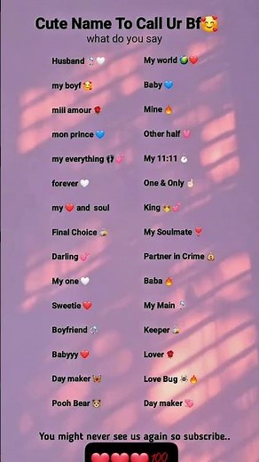 What Do You Call Your BF? 💕 Cute Name Ideas