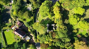 High Altitude Birds-Eye View of the Ruins of Sutton Valence Castle