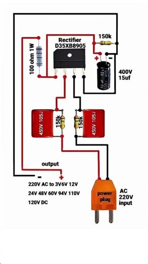 220V AC to DC Power Supply Circuit | Simple Transformerless Voltage Converter DIY
