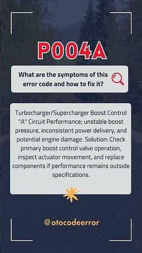 P004A ERROR CODE - HOW TO FIX ERROR?