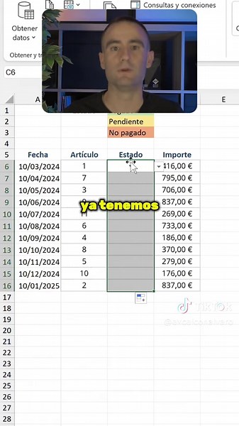 Desplegable y color automático en Excel