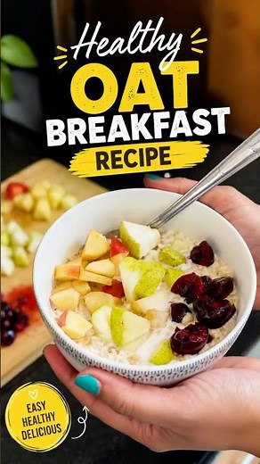 Oat Breakfast Recipe | Easy Overnight Oats with Fresh Fruits 🍎🍐🍒
