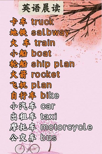 英语晨读I交通工具学习I #learn #learnchinese #learningenglish