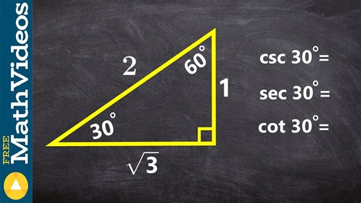 How to find the ratio of csc, sec and cot for 30 degrees