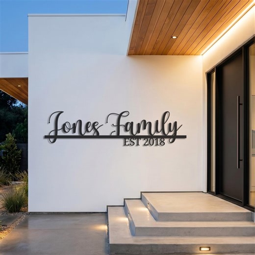 Custom Family Name Metal Wall Art, Personalized Address Sign, Modern Script Decor, Metal Wall Decor Gift for Housewarming and Home Entrance - Etsy