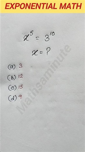 Exponential math / exponents math #exponentialequation #algebra #mathsaminute #maths #exponents