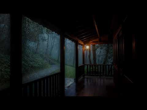 Restless thoughts – Gentle rain sound – Rainy yard beside the house – Inner calm 🌧️🌿