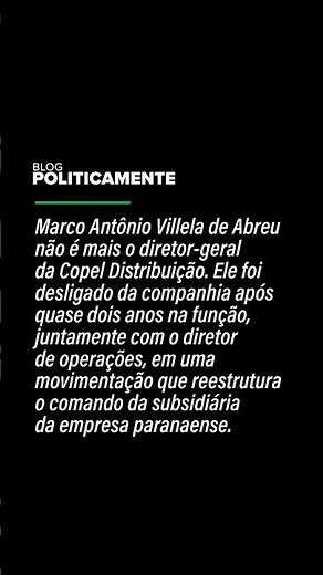 Diretor-geral e de operações são desligados da Copel Distribuição