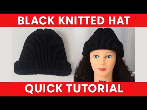 Knitting Machine Winter Black Hat