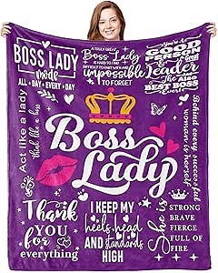 Bosses Day Gifts for Her Women, Boss Lady Gifts for Women, Best Boss Gifts for Women, National Boss Day Gifts, Boss Appreciation Gifts, Christmas Birthday Gifts for Boss Throw Blanket 50*60