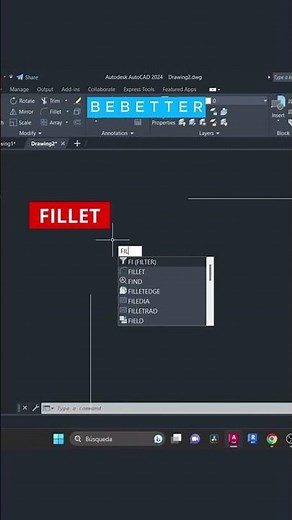 How to use the Fillet corner rounding command in CAD