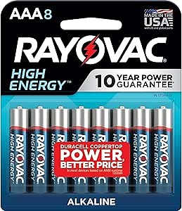 Rayovac High Energy AAA Batteries (8 Pack), Alkaline Triple A Batteries