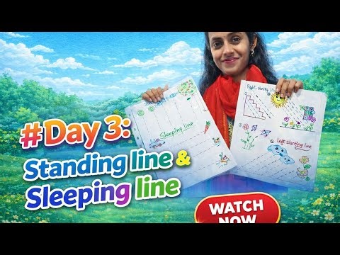 Standing Line, Sleeping Line, Left & Right Slanting Line | Easy Pre-Writing Skills for Kids