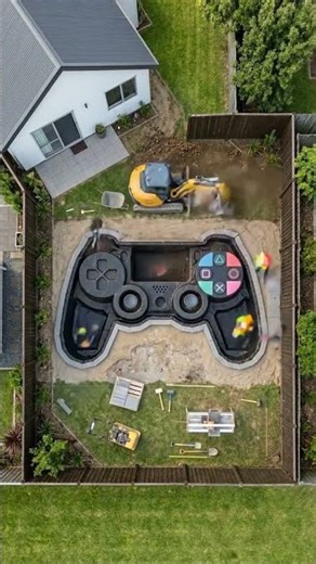 I Built a Giant PlayStation Controller Koi Pond! 🐟🎮 #shorts