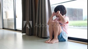 Children crying, little girl feeling sad, kid unhappy