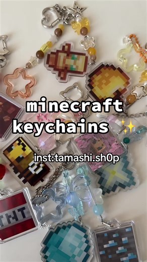 new minecraft keychains ! #minecraft#keychain#handmadejewelry