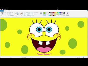 How to draw a SpongeBob Face Wallpaper using MS Paint | How to draw on your computer