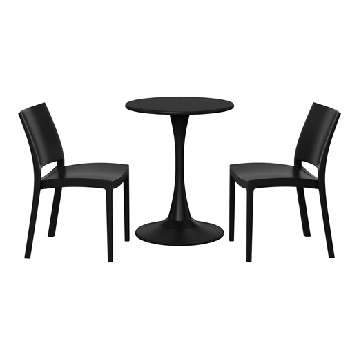 Playa 3-Piece Outdoor Round Metal Patio Dining Table Set With Stackable Patio Dining Side Chairs