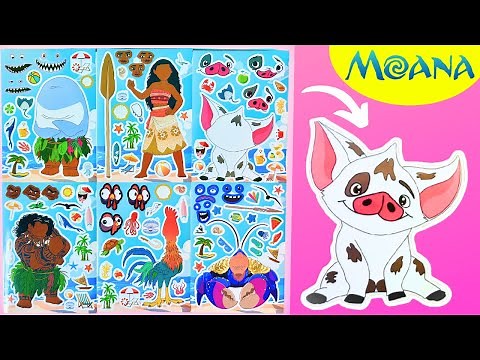 Disney MOANA Movie DIY Make a Face Stickers Activity with Moana, Maui, Pua #moana