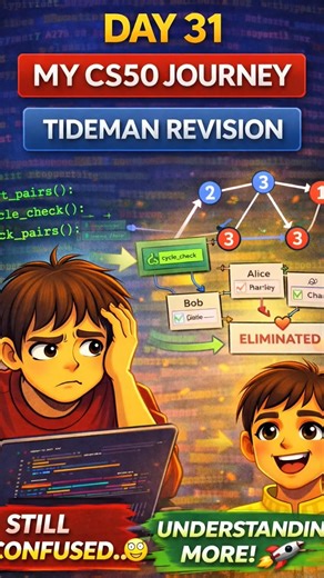 Day 31 of CS50: I Had to Relearn Tideman… 😵‍💫 #shorts #youtubeshorts