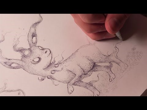 Drawing a GHOST and BUG type Eeveelution - Part 1 (with a bit of unintentional ASMR) 👻🐝