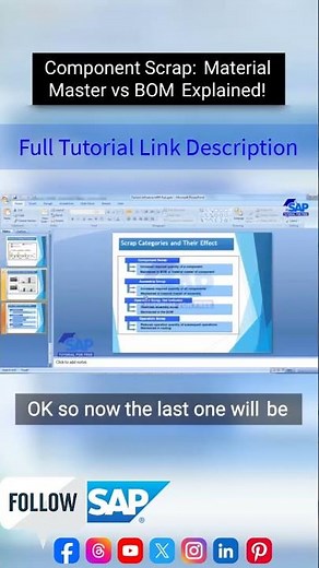 Component Scrap Material Master vs BOM - MRP Run | SAP Course For Beginners | #SAP PP #sapsoftware