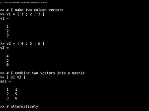 How to combine two column vectors into a matrix in Matlab