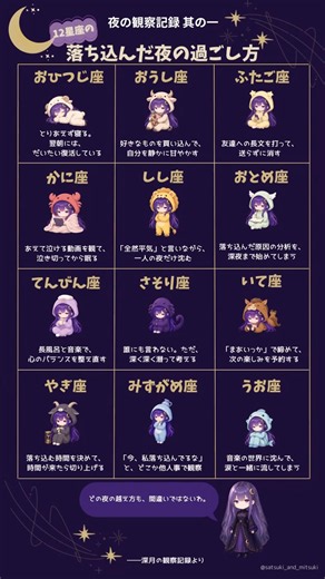 12星座の落ち込んだ夜の過ごし方【夜の観察記録 第1弾】彩月×深月の星占いチャンネル