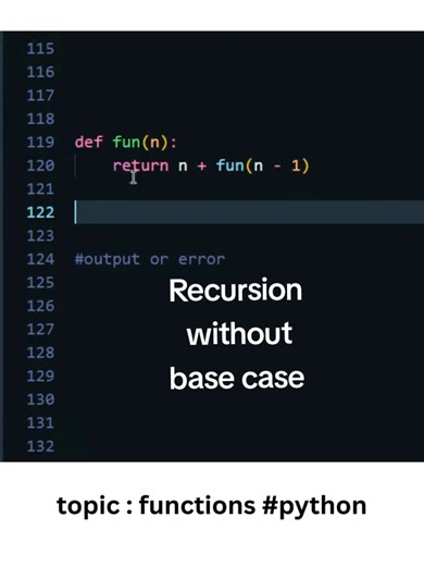 Recursion without base case (functions) #python