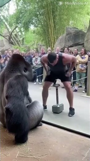 Gorilla Mocks Muscular Man Trying to Lift Thor’s Hammer! 🦍💪😂
