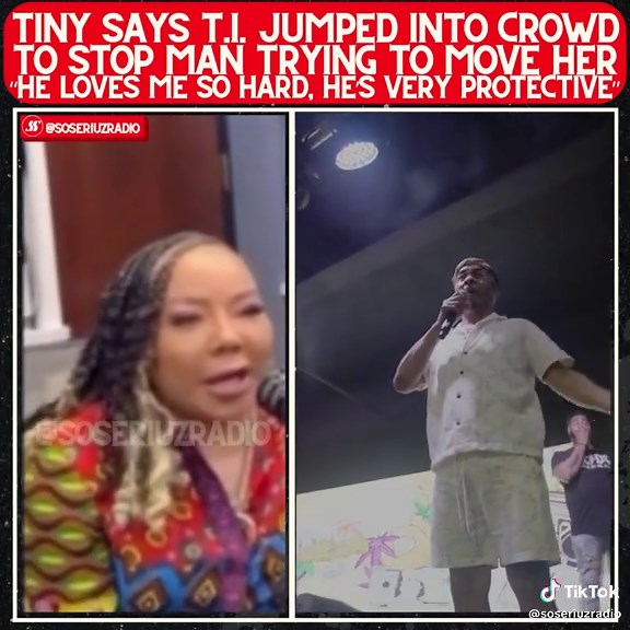Tiny recalls T.I jumping off stage & into crowd to stop a man from trying to move her during his performance 😮‍💨 #ti #tinyharris #tiandtiny