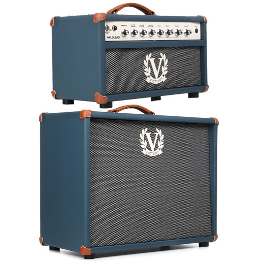 Victory Amplification MK Clean 100-watt Amplifier Head with 50-watt 1 x 12" Cabinet - Mallard Blue Leather