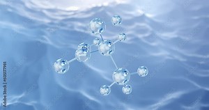 Lactic acid molecule, rotating 3D model of L-lactic acid under a microscope, seamless looped video, abstract molecular structure