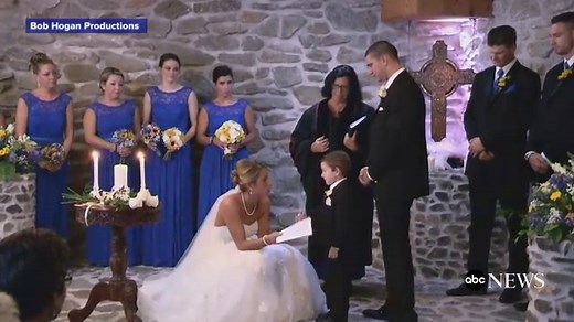 Bride includes stepson and his mom in emotional vows