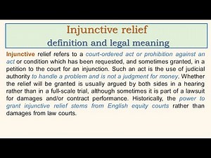 Injunctive relief definition and legal meaning