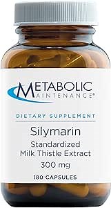 Metabolic Maintenance Silymarin 300 mg - Milk Thistle Supplement, Standardized 80% Silymarin, Pure Milk Thistle Seed Extract for Liver Cleanse + Detox Support, No Fillers - 180 Capsules