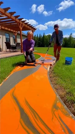 Mirror-Gloss Path: Orange & Onyx Epoxy #DIY #Epoxy #Garden
