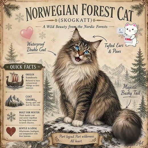 The Legendary Viking Cat: Meet the Norwegian Forest Cat! 🇳🇴🏔️ #cats