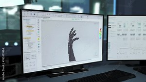 Desktop. Using Advanced Software To Connect Components Of Innovative Robotic Arm. Assembling Innovative Robotic Arm In 3d Modeling Software. Software For Innovative Robotic Arm Fabrication