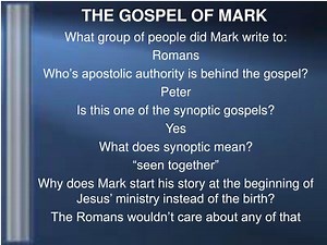 THE GOSPEL OF MARK - SlideServe