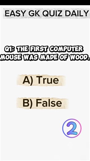 True or False? Test your IQ!|first computer mouse made of wood?🤯 #gkquiz #gkshort #shortsviral