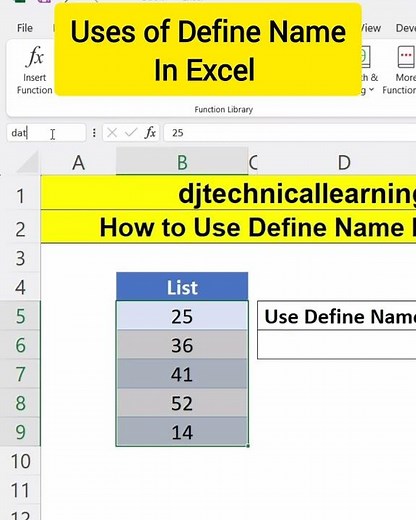 How to Use Define Name in Excel | Define Name in Excel | #definename #name #exceltutorial #functions