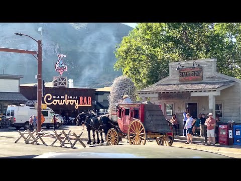 Jackson Hole Town Square Stagecoach Ride in June 4K