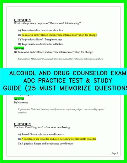 ALCOHOL AND DRUG COUNSELOR EXAM ADC PRACTICE TEST & STUDY GUIDE 25 MUST MEMORIZE QUESTIONS video