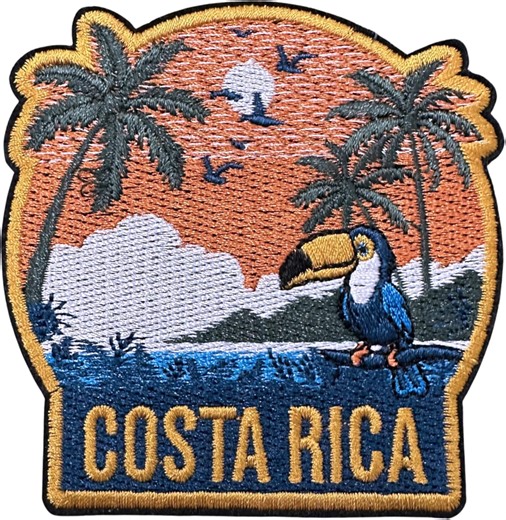 Costa Rica Toucan Bird Patch, 3 Inches Sew On Iron On Patches, Embroidery Patches for Clothes Backpacks Hats J